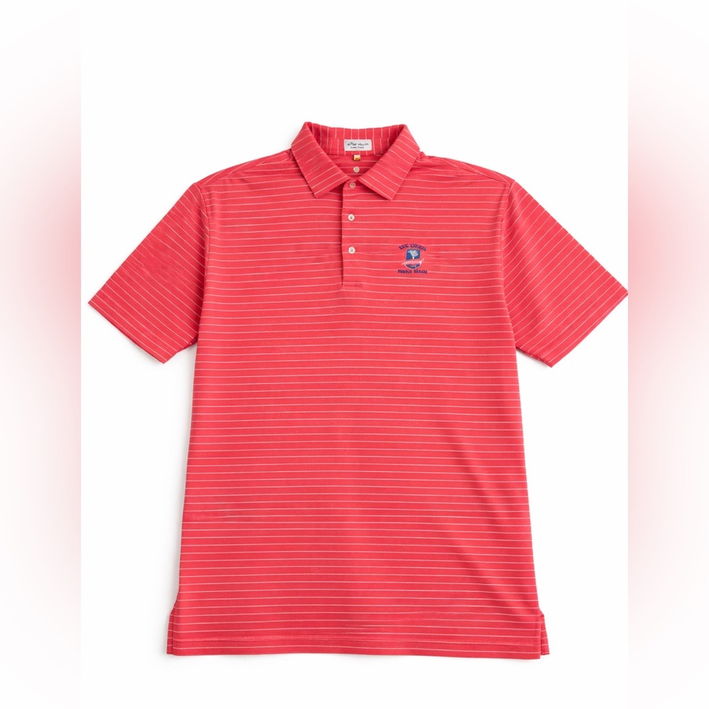 Peter Millar Coral Red Striped Golf Polo